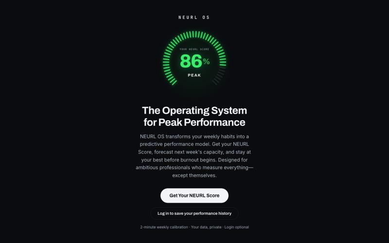 NEURL-OS — The Operating System for Peak Performance — screenshot