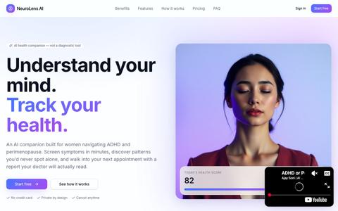 NeuroLens AI — Understand your mind. Track your health. — screenshot