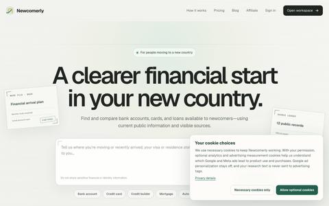 Newcomerly — Financial products for your new country — screenshot