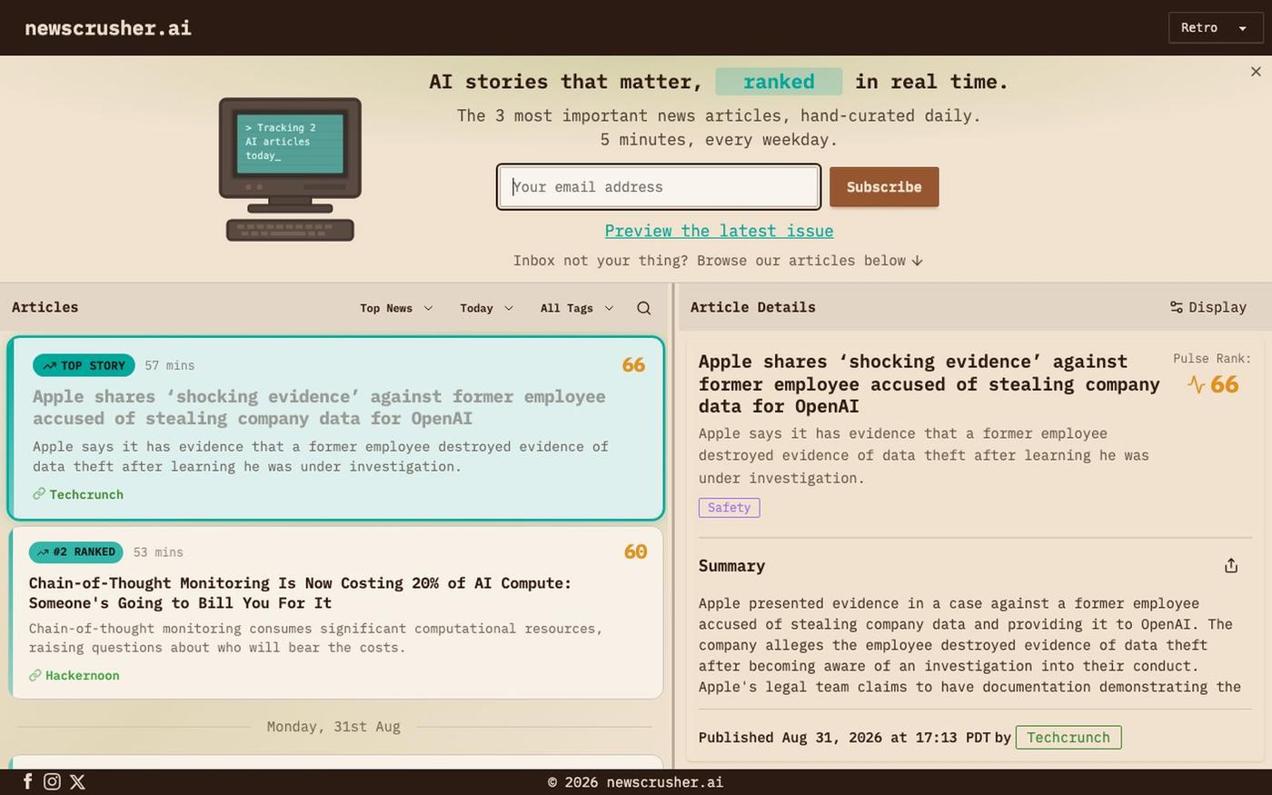 newscrusher.ai — screenshot