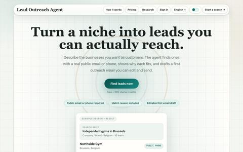 AI Lead Generation & Prospecting Tool | Lead Outreach Agent — screenshot