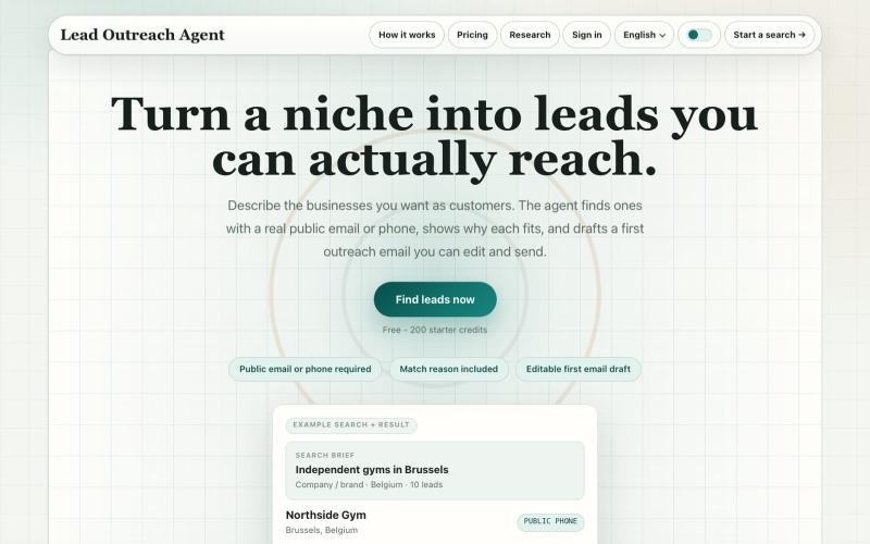 AI Lead Generation & Prospecting Tool | Lead Outreach Agent — screenshot