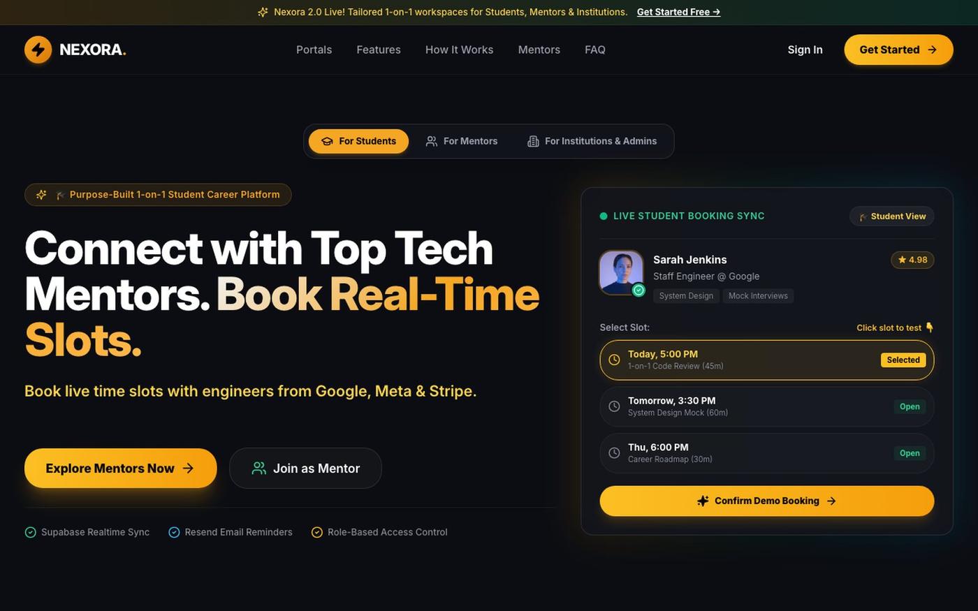 Nexora — Structured Mentorship for Students — screenshot