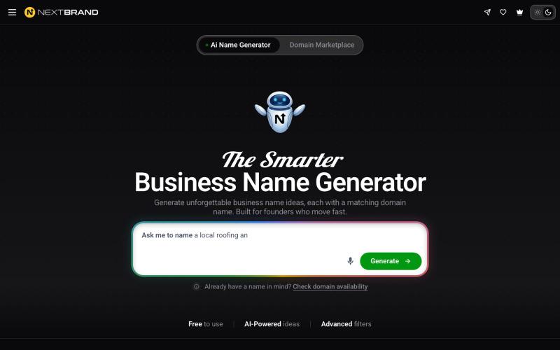 Business Name Generator | NextBrand — screenshot