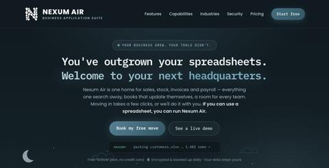 Nexum Air — We move your business out of spreadsheets. Then we stay. — screenshot