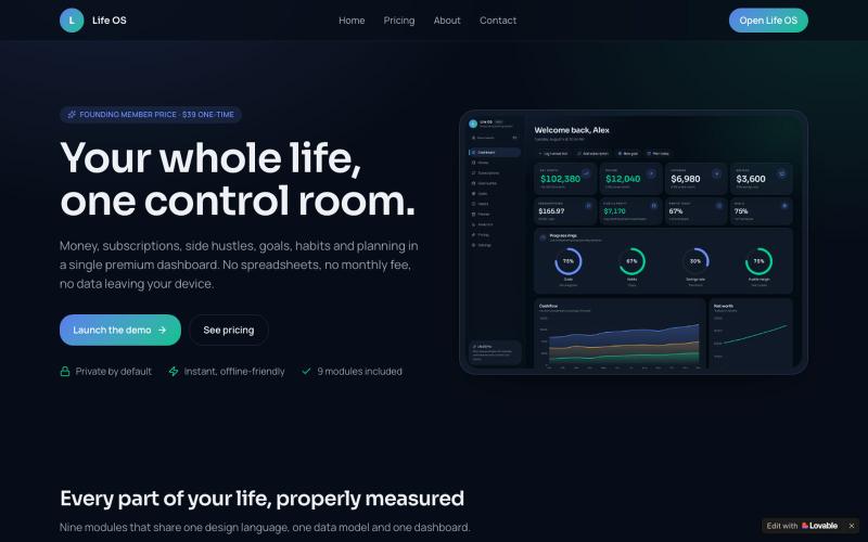 Life OS — Personal mission control for money & habits — screenshot
