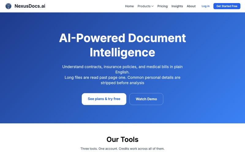 NexusDocs – Understand Contracts, Insurance Policies, and Medical Bills — screenshot