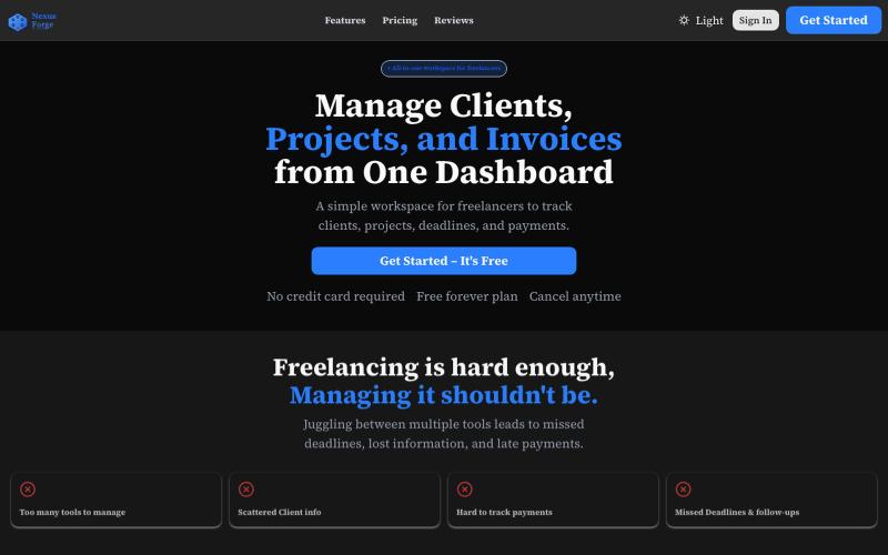 NexusForge — Freelance client & project management — screenshot