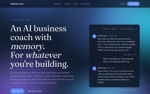NicheCoach — AI coaching for solo operators — screenshot