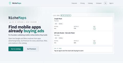 NicheMaps: see which mobile apps make money — screenshot