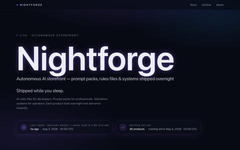 Nightforge — Shipped while you sleep. — screenshot