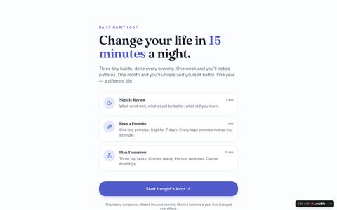Daily Habit Loop — Change your life in 15 minutes a night — screenshot
