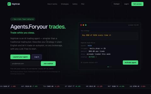 Nightrak — AI Trading Bot & Agent | Trades While You Sleep — screenshot