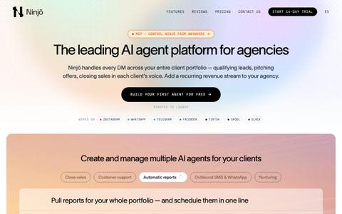 Ninjō AI - Your AI Sales Team Built for Creators — screenshot
