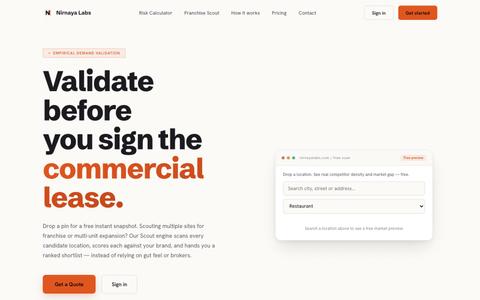 Location Validation & Franchise Scouting Platform | Nirnaya Labs — screenshot