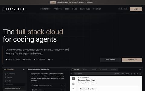 Niteshift — The full-stack cloud for coding agents — screenshot