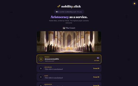 nobility.click — titles, sorted by money — screenshot