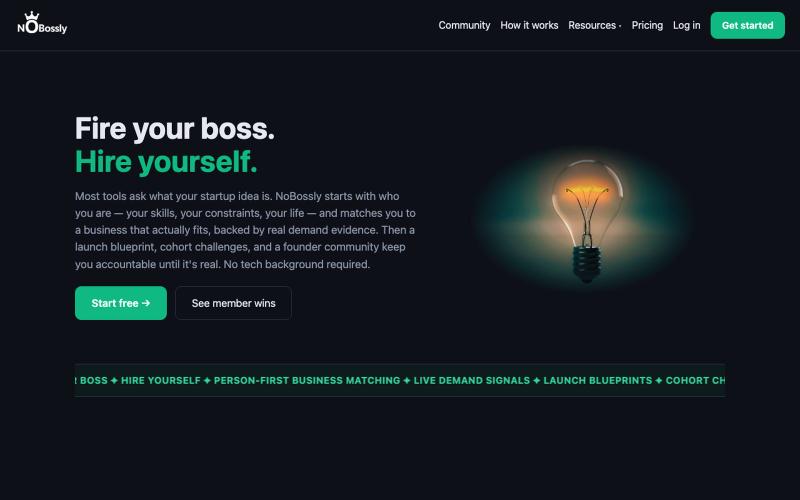 AI-Powered Business Builder · NoBossly — screenshot