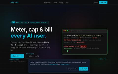 noburn.dev — Block costly AI agent calls before they happen — screenshot