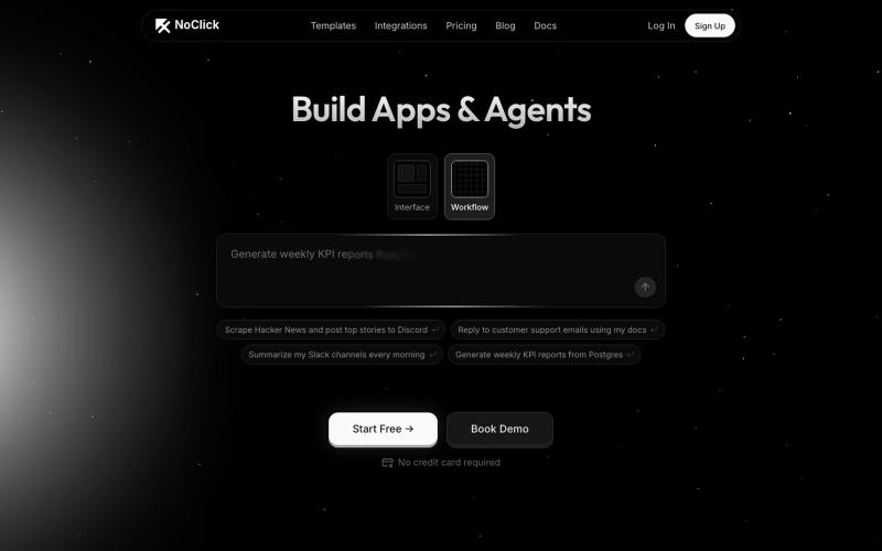 NoClick | Build Apps & Agents with AI — screenshot
