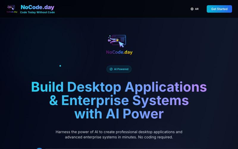 NoCode.day - برمج اليوم بدون كود | بناء تطبيقات الويب والموبايل بالذكاء الاصطناع — screenshot