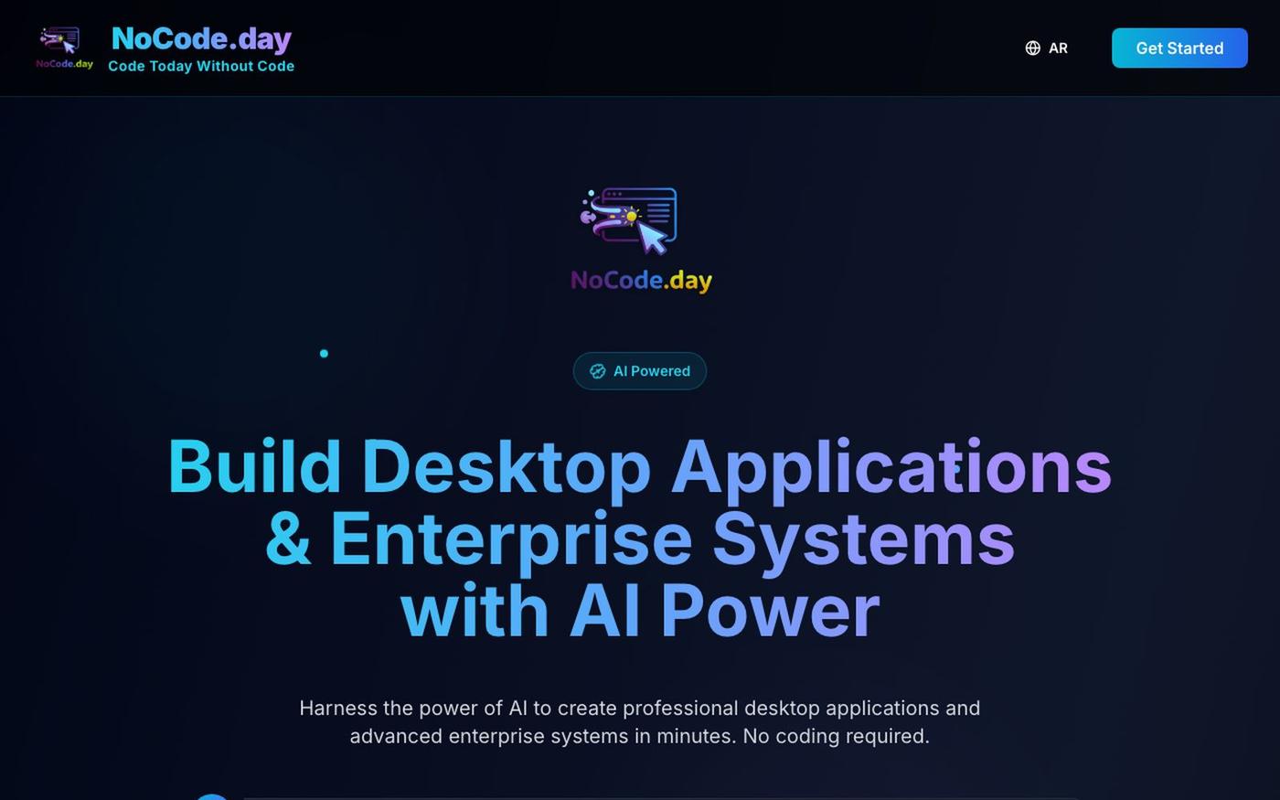 NoCode.day - برمج اليوم بدون كود | بناء تطبيقات الويب والموبايل بالذكاء الاصطناع — screenshot