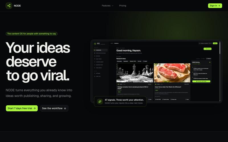 NODE — Your ideas deserve to go viral — screenshot