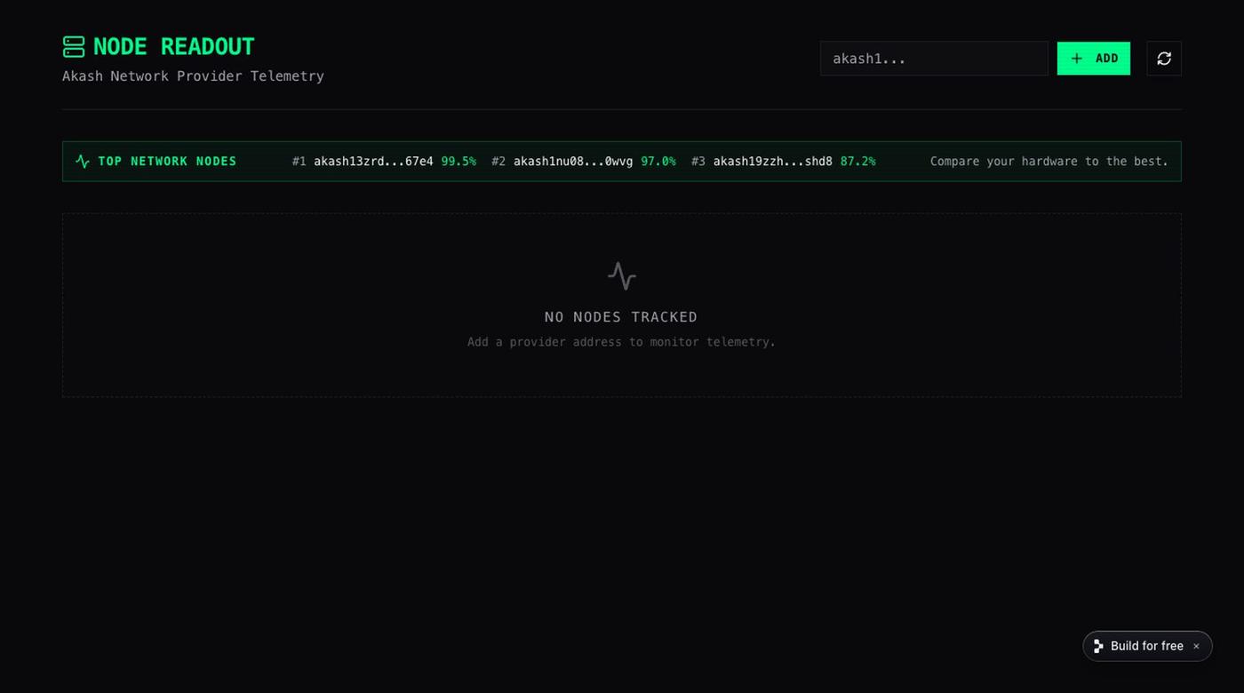 Node Readout — screenshot