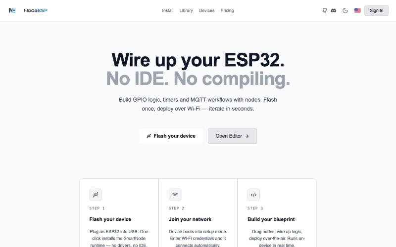 NodeESP — Visual programming for ESP32 — screenshot