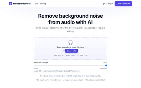 NoiseRemover — Remove Background Noise from Audio with AI — screenshot