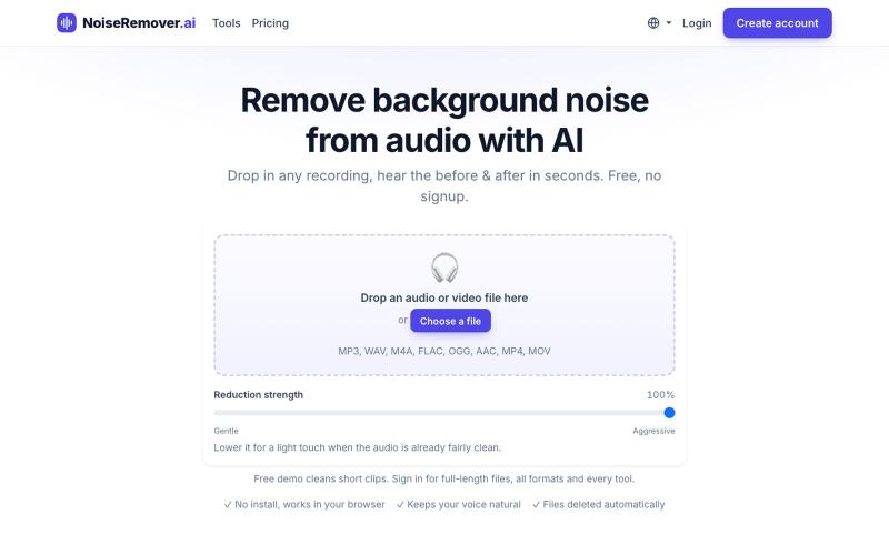 NoiseRemover — Remove Background Noise from Audio with AI — screenshot