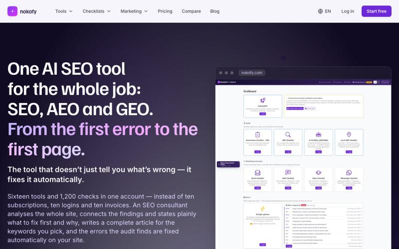 Nokofy — the SEO tool that researches, writes and tracks — screenshot