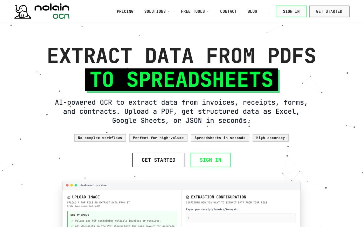 Invoice & Receipt OCR — PDF to Excel in Seconds | nolainocr — screenshot