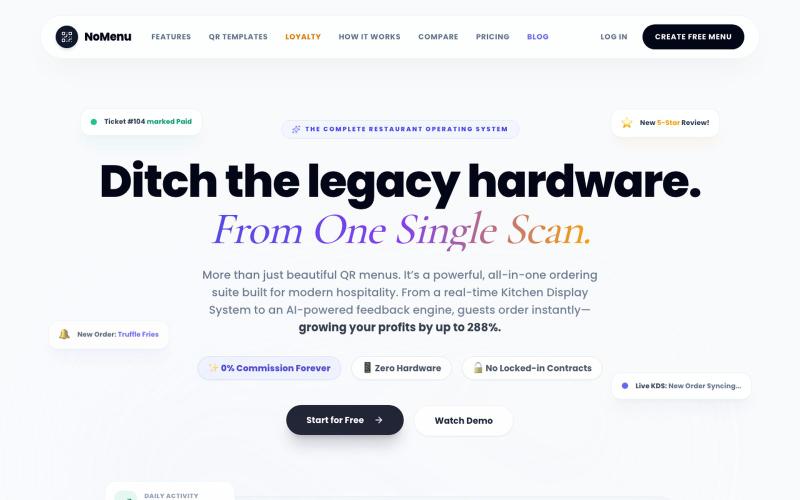 NoMenu | The All-in-One Restaurant Platform — screenshot