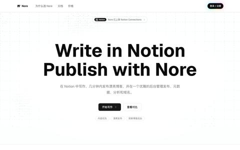 Write in Notion. Publish with Nore. - Nore — screenshot