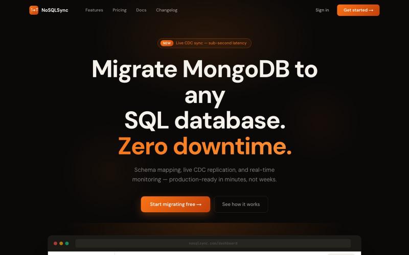 NoSQLSync — Migrate MongoDB to Any SQL Database — screenshot