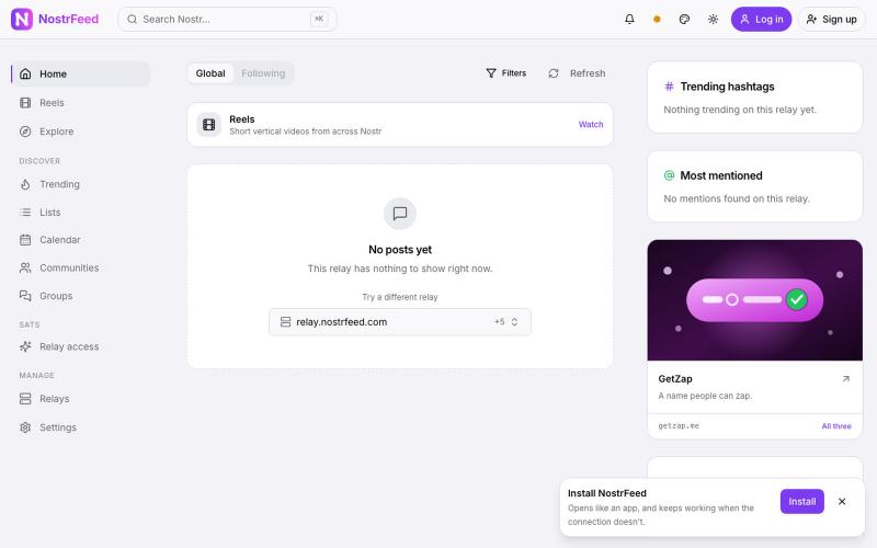 NostrFeed — Decentralized Social Network on Nostr — screenshot