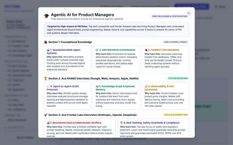 NOTCRM: Free Agentic AI Course for Product Managers | Simulation Lab — screenshot