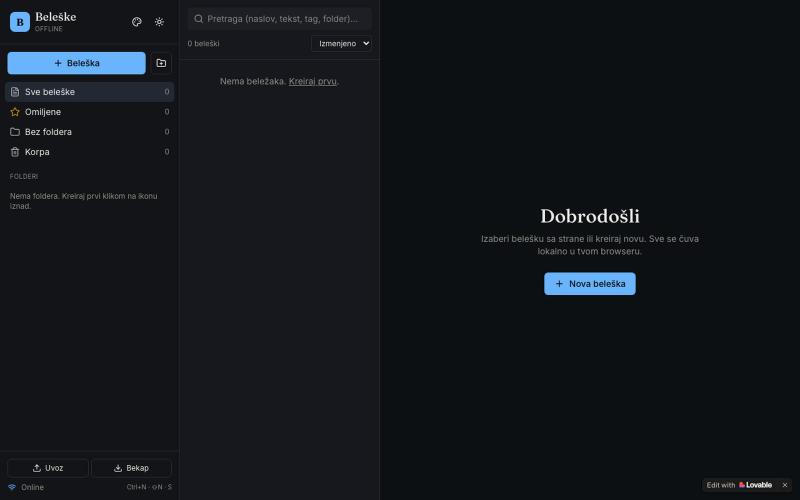 Offline notes — screenshot