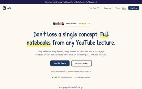 Notiq — Turn Any YouTube Video into Perfect Study Notes — screenshot