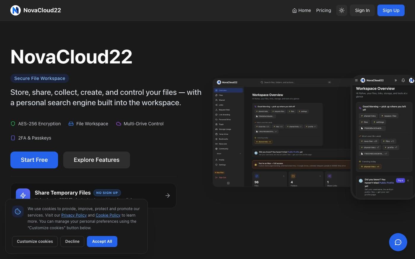 NovaCloud22 – Official Site — screenshot