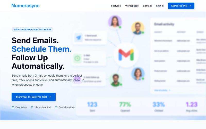 Numerasync | Email Automation Platform — screenshot