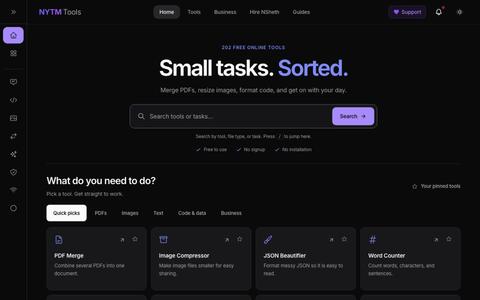 Free Online Tools for PDFs, Images, Text & Code | NYTM — screenshot