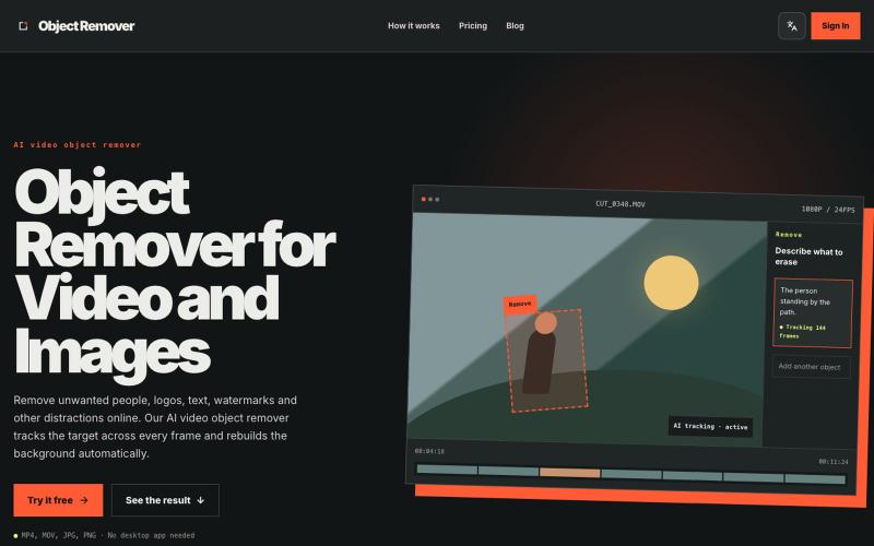 Object Remover: AI Video Object Remover Online — screenshot