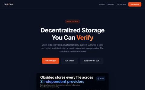 Obsideo Cloud Drive - Decentralized Storage You Can Verify — screenshot