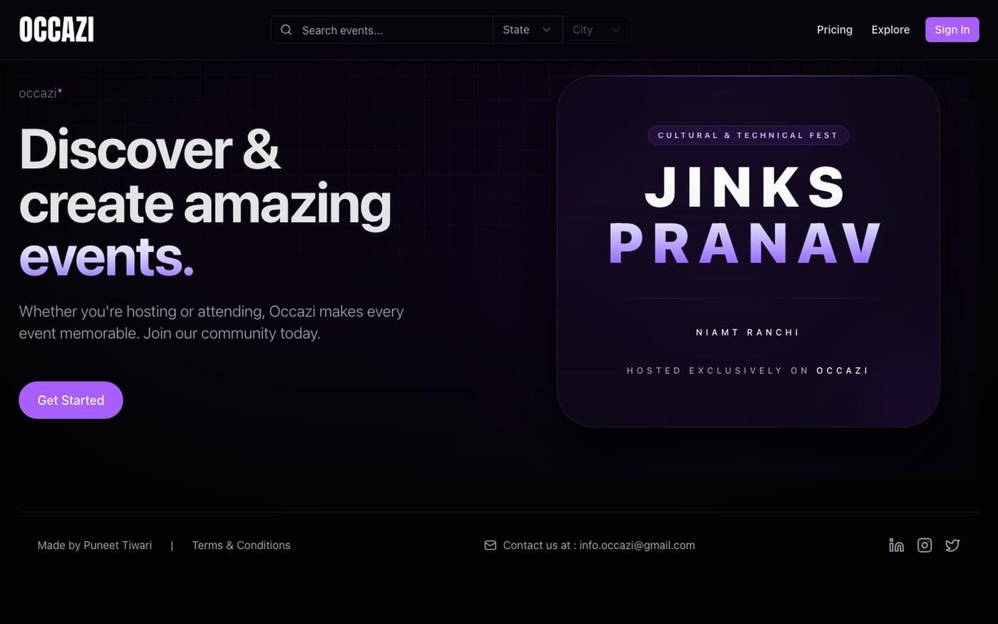 Occazi – AI-Powered Full-Stack Event Management Platform — screenshot