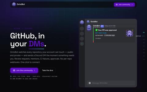 OctoBot — GitHub notifications that reach you on Discord — screenshot