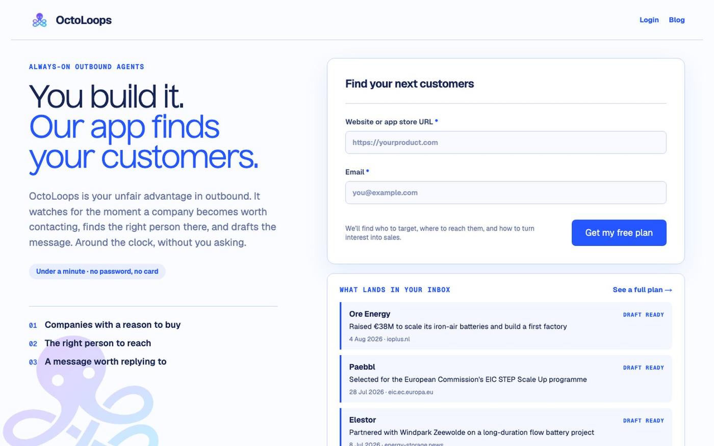 OctoLoops — Agents that go and find your customers — screenshot