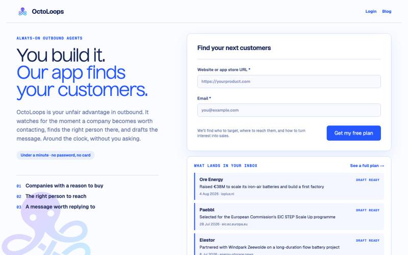OctoLoops — Agents that go and find your customers — screenshot
