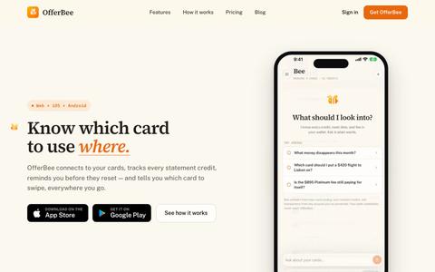 OfferBee — Get the highest return on every swipe. — screenshot